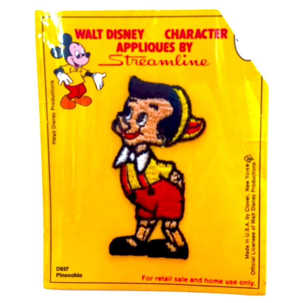 Vintage 1970’s Walt Disney Pinocchio Character Patch.  New in Package!